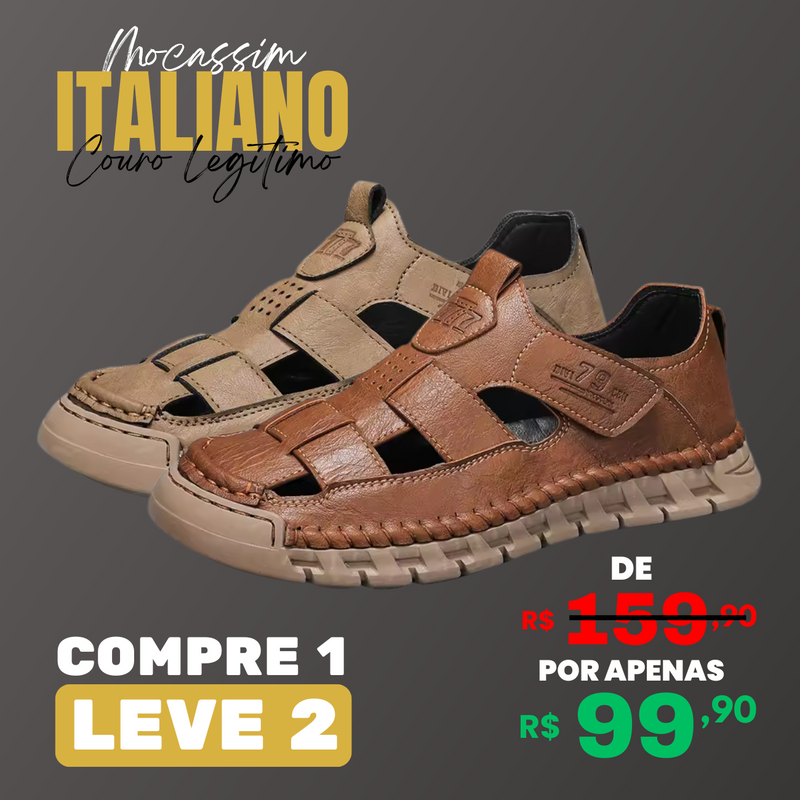 [ COMPRE 1 E LEVE 2 ] Mocassim Ortopédico Italiano em Couro Legítimo (Cópia)