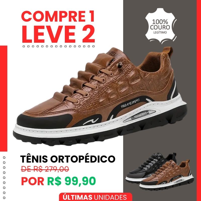 Kit 2 Tênis Ortopédico Italiano de Couro Legitimo (Cópia)